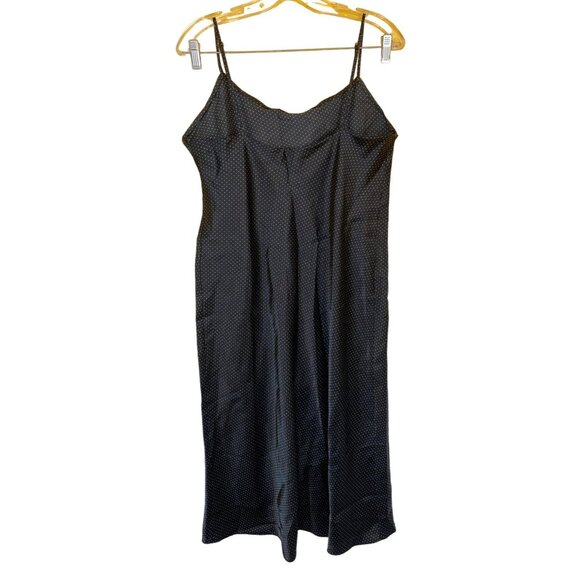 Natori Private Luxuries Black & White Polka Dot Slip Dress L Polyester - Picture 2 of 6